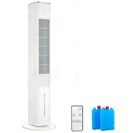 LIFERUN Tower Fan 97 cm with Water Cooling Remote Control Air Cooler 3 Speeds 4 Modes Evaporative Cooler 46° Oscillation 12 Hours Timer Floor Fan Quiet for Office, Home, Bedroom