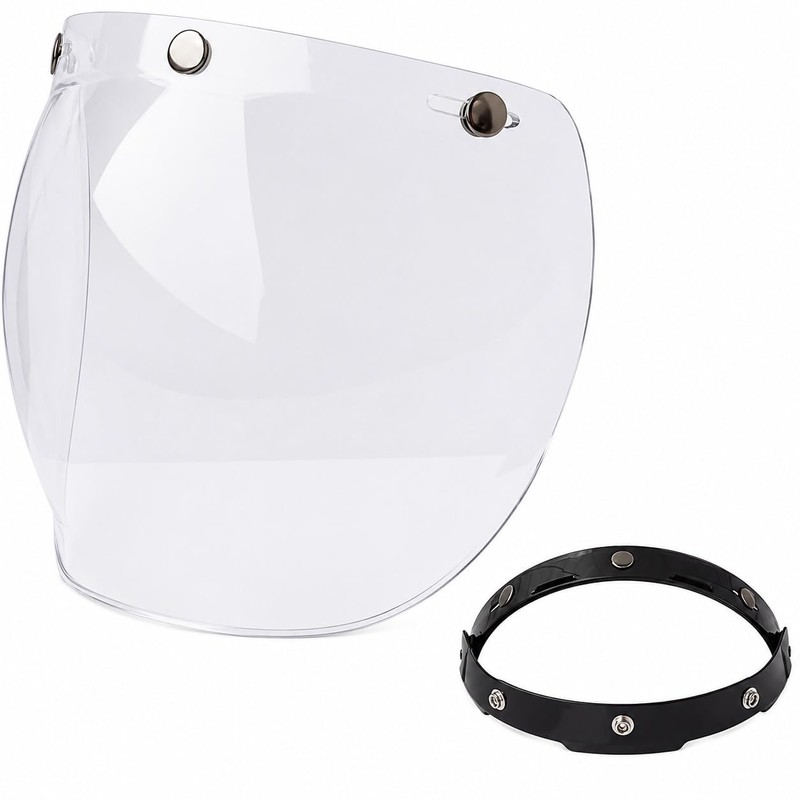 lvifloae MotorradBubble Visor, 3 Snap Visor Windscreen Lens with Folding