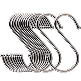 Nazeauf Stainless Steel S Hooks - 12pcs Heavy Duty S Shaped Hanging Hooks for Home/Office
