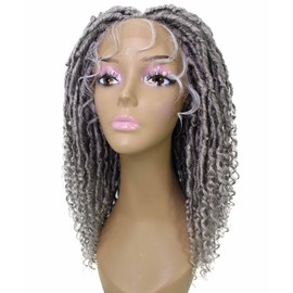 LUXLUXE Angel Curly Locs 20 in Long 4X4 Hand Tied Lace Braid Braided Wig, Beauty Heat Resistant Fiber, 20+ Shades of Natural, Dip Dyed, & Blended Colors