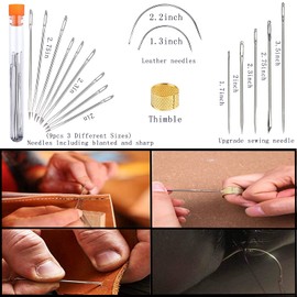 Etetevn 31 Pcs DIY Leather Craft Tools Hand Stitching Tool Set, Leather Sewing Tools - Eye Stitching Needles for Beginner Leather Sewing Working Crafting Projects, multicolored