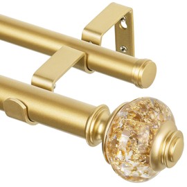 Barras de cortina dobles doradas de 1 pulgada de 36 a 72 pulgadas (3 a 6 pies), barra de cortina telescópica de 1 pulgada con acabados de aluminio brillante, varillas de ventana doble para puerta