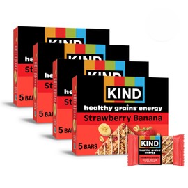 KIND Healthy Grains Energy Bars, Strawberry Banana, 19g Whole Grains, Made with Super Grains, Gluten Free Snacks, 40 Ct.