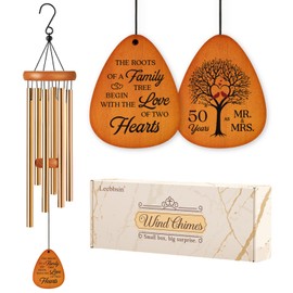 Leebbsin 50th Wedding Anniversary Wind Chime, Happy 50th Anniversary Romantic Gifts for Couple, Parents, Wife, Husband, Friends, Golden Anniversarys Keepsake Gifts Ideas
