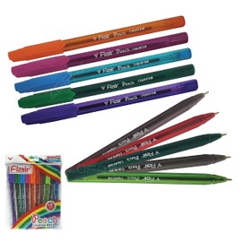 Flair 10 x 0.7mm Peach Liquid Ink Ballpoint Pens Projects Sketching Highlighting