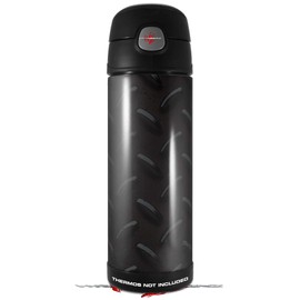 Skin Decal Wrap for Thermos Funtainer 16oz Bottle Diamond Plate Metal 02 Black (BOTTLE NOT INCLUDED) by WraptorSkinz