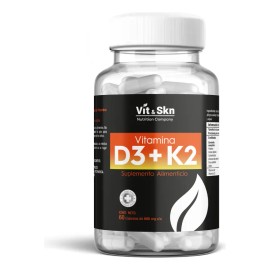 Vitamina D3 + Vitamina K2 Premium Vit & Skn 60 Cáps Vegano Sabor Sin Sabor