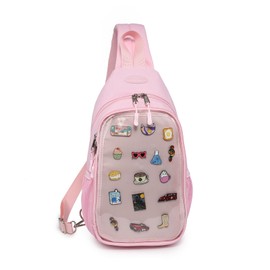CHERRY SAUCE Kawaii Oxford Ita Bag Pin Display Chest Pack Shoulder Bag Sport Backpack Hiking Daypack
