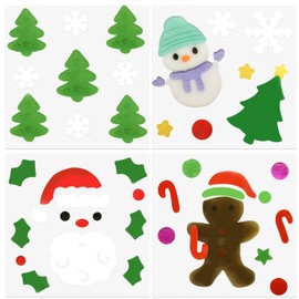 4Pcs Christmas Gel Window Clings for Kids, Cute Santa Christmas Tree Snowflake Window Clings Easy to Use Christmas Window Decorations Winter Jelly Stickers, Christmas Window Decors Supplies
