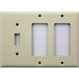 Ivory Wrinkle 3 Gang Wall Plate - 1 Toggle 2 GFI/Rocker Openings