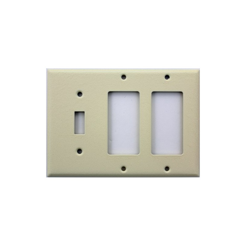 Ivory Wrinkle 3 Gang Wall Plate - 1 Toggle 2