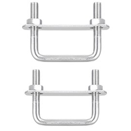 TOP-VIGOR 2 sets M8 Square U-Bolts, 52mm Inner Width 50mm Length 304 Stainless Steel U-Bolts with Nut, Plate for Building Installations Mechanical Parts Connection Cehicles Ships