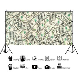AOFOTO 6x3ft Scattered US Dollar Banknotes Photography Background Cloth Abstract Cash Currency Finance Money Kids Newborn Adults Family Portrait Backdrops Banner Vinyl Wallpaper Photo Studio Props