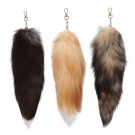 YAIZLBCA Furry Fox Tail Fur Keychain Cosplay Fox Cat Costume Therian Wolf Tails Bag Charm Fluffy Key Chain