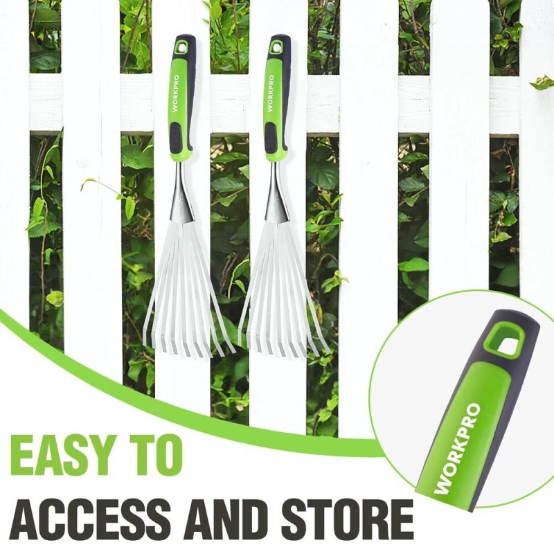 WORKPRO 16" Hand Rake Heavy Duty Stainless Steel Garden Rake