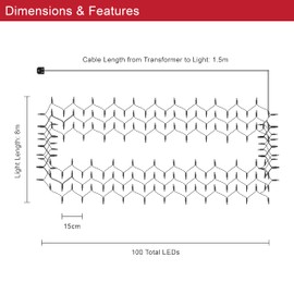 The Christmas Workshop 75230 100 Multi-Coloured Christmas Tree Lights / Static Shadeless Fairy Lights / 7.9m Length / Mains Operated / Efficient Indoor Lights / Replaceable Push-In Bulbs