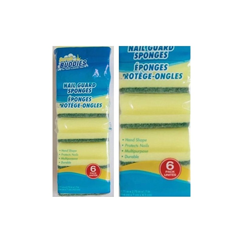 12 Durable Nail Guard Sponge Scrubbers Great for Dishes, Sinks,
