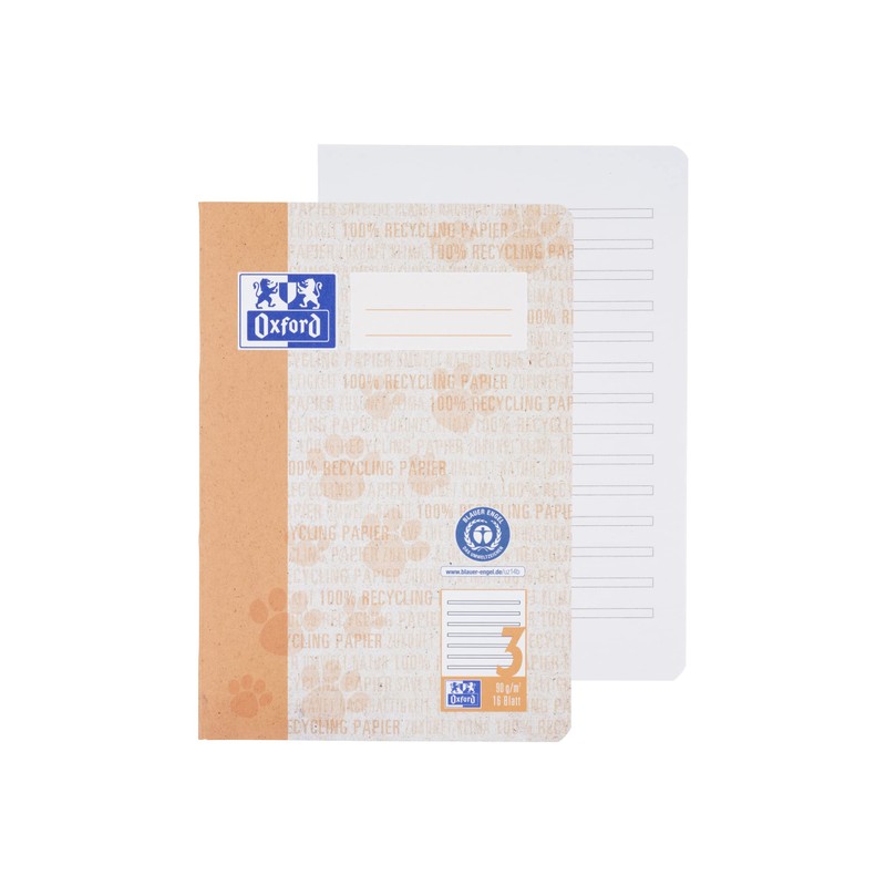 Oxford A5 Recycled Exercise Book 16 Sheets Line Style 3