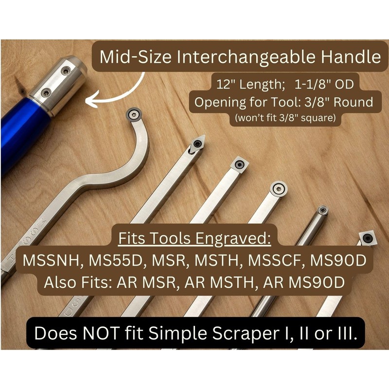 Simple Woodturning Tools Solid Aluminum Handle for 3/8 Mid-Size Carbide