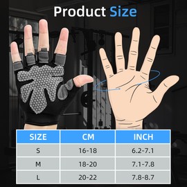 Gym Gloves for Men Women, Weight Lifting Gloves with Flexible Thin Padding, Finger Less Design for Training, Cycling, Rowing, Pull-Ups and Fitness Workouts (Large)