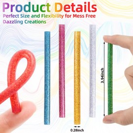 52 Pack Mini Glitter Color Hot Glue Sticks 13 Colored, 3.94" Long x 0.28" Diameter Hot Glue Sticks, Multipurpose for Cards, Sealing, Decoration,Art,DIY