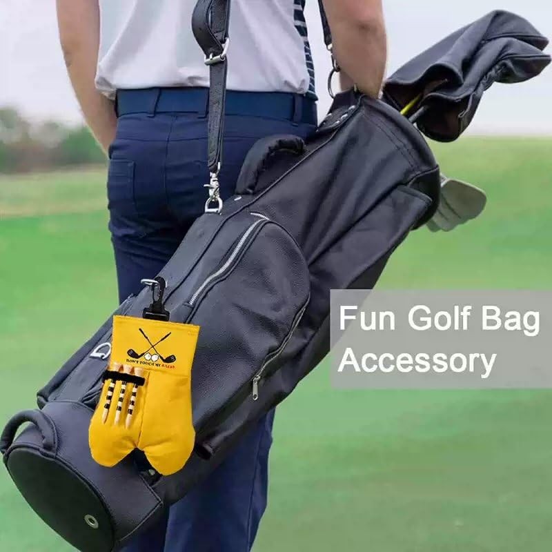 Yellow Golf Tee and Ball Holder with Carabiner Hook Holder