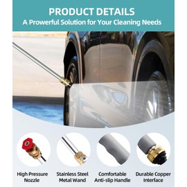 Jet Nozzle High Pressure Hose Nozzle, Hydro Jet High Pressure Washer Tools With 3 Different Nozzles, 3-In-1 High Pressure Power Wand, Hose Quick Connectors For Patio Car Pet Window Washing