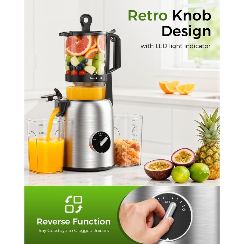 COWSAR Cold Press Juicer, Juicer Machines with 5.4" Wide Feed