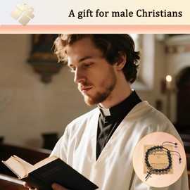 YangQian Confirmation Gifts for Men Christian Bracelet for Men Religious Faith Based Gifts for Mens Son Grandson Nephew Catholic Cross Bracelet Adjustable