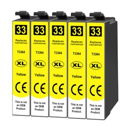 5 x 33XL Printer Cartridges Compatible with Epson 33XL Yellow for Epson Expression Premium XP-530 XP-540 XP-7100 XP-900 XP-630 XP-635