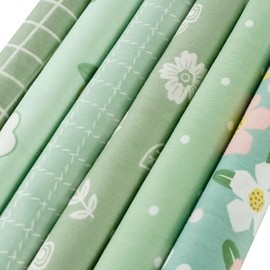levylisa 6pcs Green Color Pattern Floral Grid Fat Quarter Cotton Fabric for Sewing Crafting Patchwork Quilting 18x22Inches