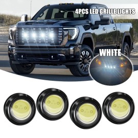 CHUSYYRAY 4x White Raptor Style Smoked Lens LED Front Grille Running Lights For Ford F150