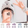Cute Ribbon Knot Women's Wristband for Face Wash & Shower Grey Set 3ea