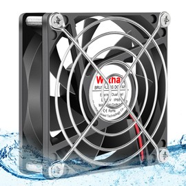 Wathai IP68 80mm x 25mm 12V Waterproof Cooling Fan High Airflow Dual Ball DC 12v Exhaust Fan 2Pin for DIY RV Fridge Refrigerator Solar Battery Box Cabinet Ventilation Cooling