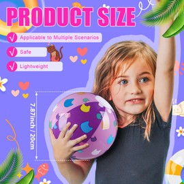 12 Pack Cartoon Cat Themed Beach Balls 7.87" Purple and Pink Cat Inflatable Beach Ball Bulk Cartoon Birthday Party Supplies for Summer Pool Water Game Gifts End of the Year Party Decoration