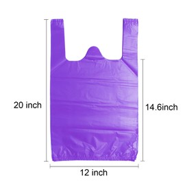 LazyMe T Shirt Bags Plastic Grocery Bags with Handles Shopping Bags in Bulk Restaurant Bags, 12 x 20 inch (Pink 50 Pcs,Purple 50 Pcs)