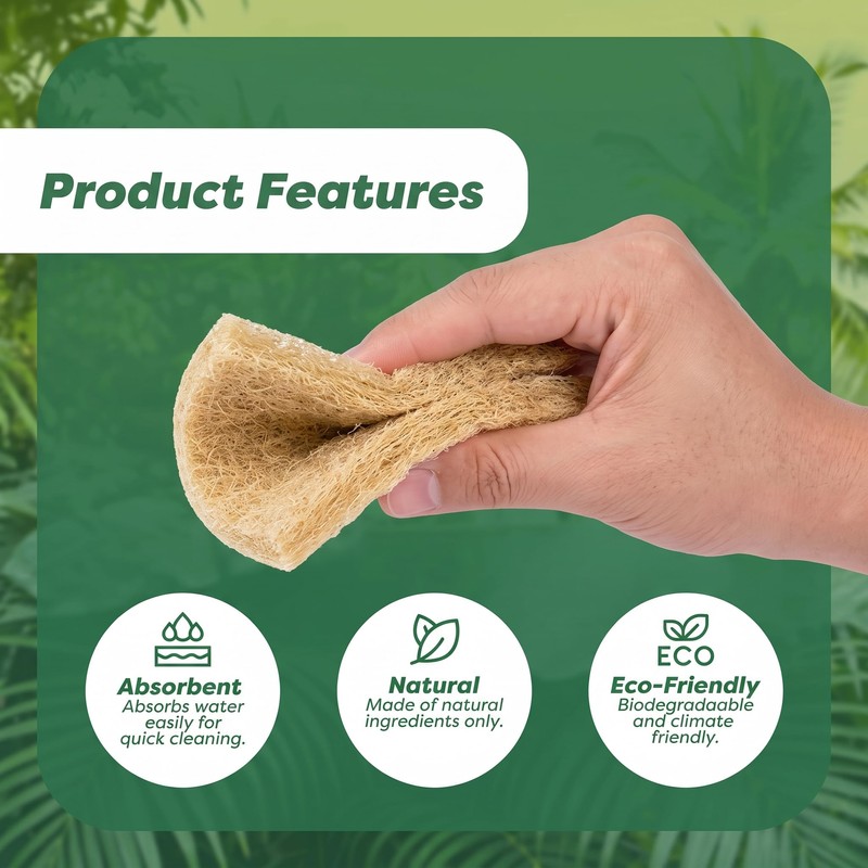 32 Pack Natural Scouring Pads, Coconut Husk Non Scratch Dish