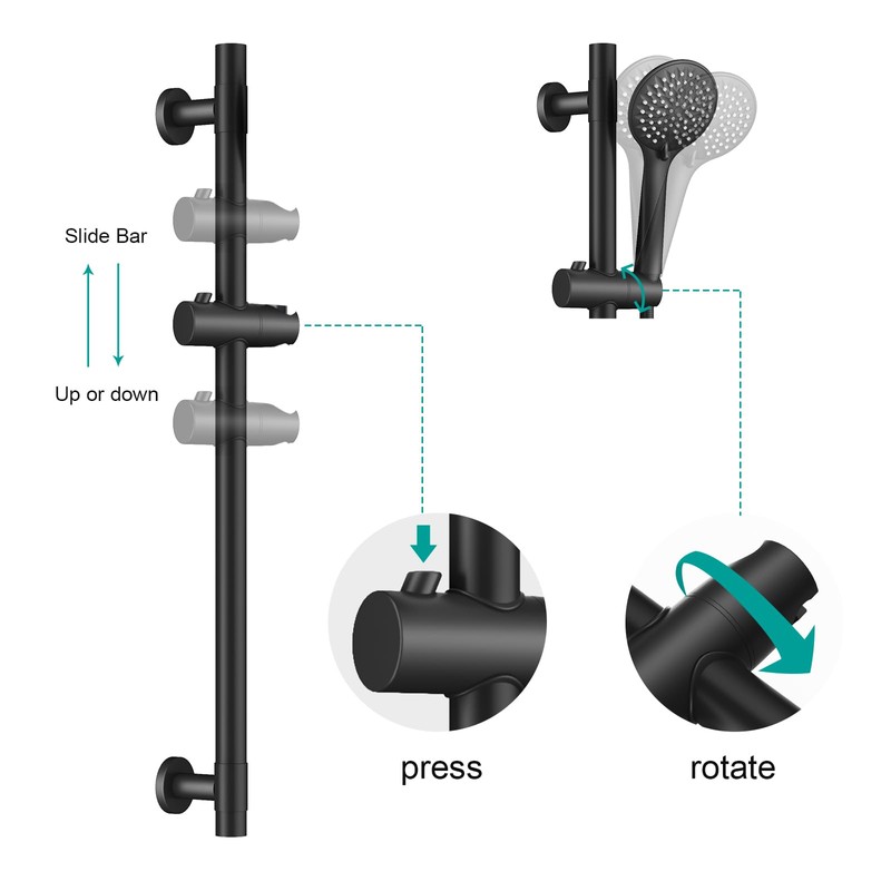 AULEEND Shower Slide Bar Handheld Shower Head with Hose, 5-Function