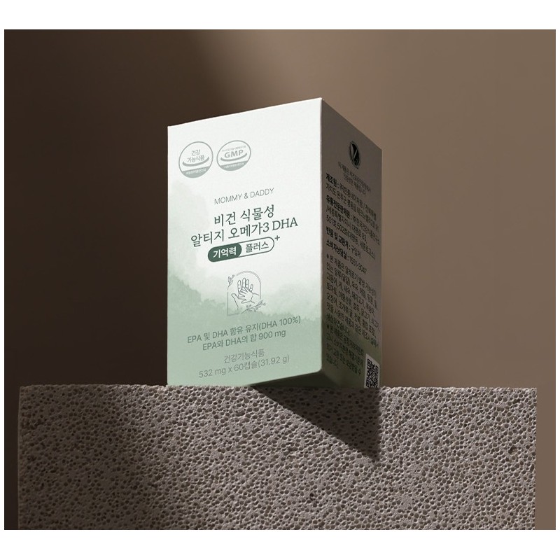 마미앤대디 비건 식물성 알티지 오메가3 DHA 기억력 플러스 31.92g, 60정,