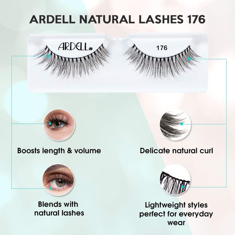 Ardell Lashes Natural 174 - Natural Looking False Eyelashes, Long-Lasting
