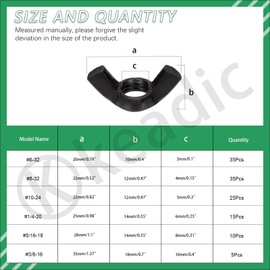 Keadic SAE Wing Nuts Assortment Kit, 3/8 Inch 5/16 Inch 1/4 Inch #10#8#6 Galvanised Steel Wing Nuts Clasps, Hand Twist Tighten Ear Wing Nuts Butterfly Nut House Construction Industry Pack of 125