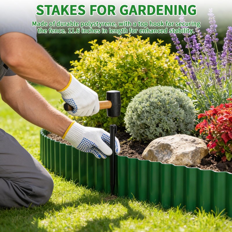 SHAOKAOLU 59FT Landscape Edging, 6" Tall Plastic Landscape Border w/Stakes