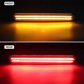 FetonAuto Front Rear LED Side Marker Lights for Dodge Challenger 2015 2016 2017 2018 2019 2020 2021 2022 2023, Smoked Lens Amber Red Bumper Turn Signal Lights