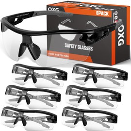 OXG 6 Pack Clear Safety Glasses for Men Women, ANSI Z87.1 Work Glasses Anti Scratch Protective Eyewear with UV400 Protection