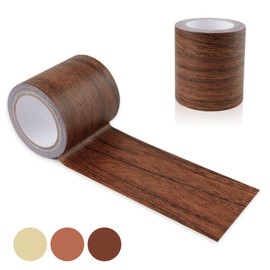 DIBALIYI 2 Roll Grain Tapes, Floor Repair Patch Textured Adhesive, Wood Printed Tape Strong Adhesive, Wood Repair Patch for Wall Corner Table Door Sofa Home Decor (Dark Brown)