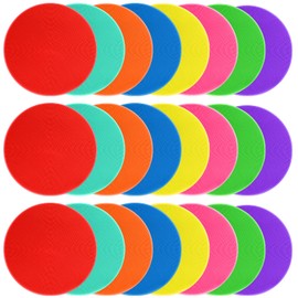 Poly Spot Markers Rubber Floor Dots 9 inch 8/16/24 Pcs Flat Cones Non-slip Agility Markers Poly Spots for Gym Soccer Basketball Sports Speed Agility Training, Classroom Activities, Exercise Drills