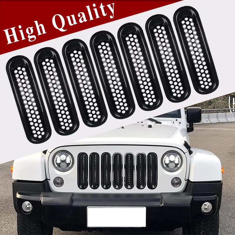 Mearo 7PCS Front Grill Mesh Inserts, Grill Inserts, Clip-on Grille