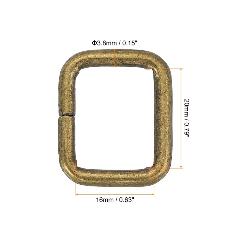 QUARKZMAN Metal Rectangle Ring Buckles and Clasps, Metal Rings Rectangular