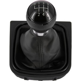 Gear Knob + Gear Stick Gaiter Set 6 Gears Suitable for VW Golf 5 + 6, 2003-2016, Plug & Play, Car Gear Lever Shift Gaiter, with Frame, Black