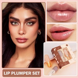 Lip Plumper, 2 Piezas De Suero Natural Para El Cuidado De Los Labios, Brillo De Labios, Potenciador De Labios, Juego De Brillo De Labios Hidratante De Día Y Noche, Hidratante Y Reduce Las Líneas Finas